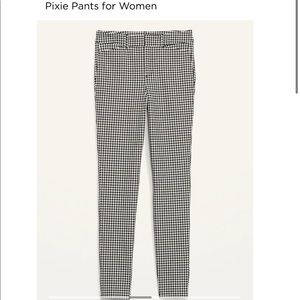 High-Waisted Full-Length Houndstooth Pixie Pants - Size 14 - Black/White